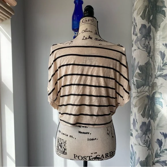 y2k Metropark 2000s striped grunge off the shoulder top  - sz small - Picture 4 of 9